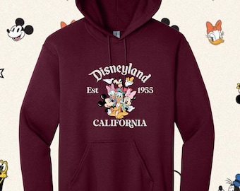 Retro Disneyland 1955 California Hoodie, Vintage Disneyland Hoodie, Disneyland Women's Hoodie, Trendy Cute Mickey Hoodie