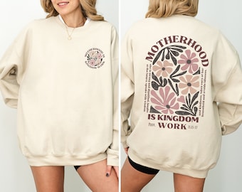 Motherhood Is Kingdom Work Sweatshirt, Mother's Day Sweatshirt, Christian Mom Sweatshirt, Mother Gift, Retro Christian Mom Sweatshirt