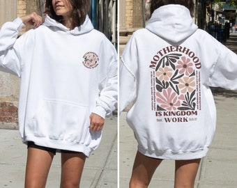 Motherhood Is Kingdom Work Hoodie, Mother's Day Hoodie, Christian Mom Hoodie, Mother Gift Hoodie, Retro Christian Mom Hoodie