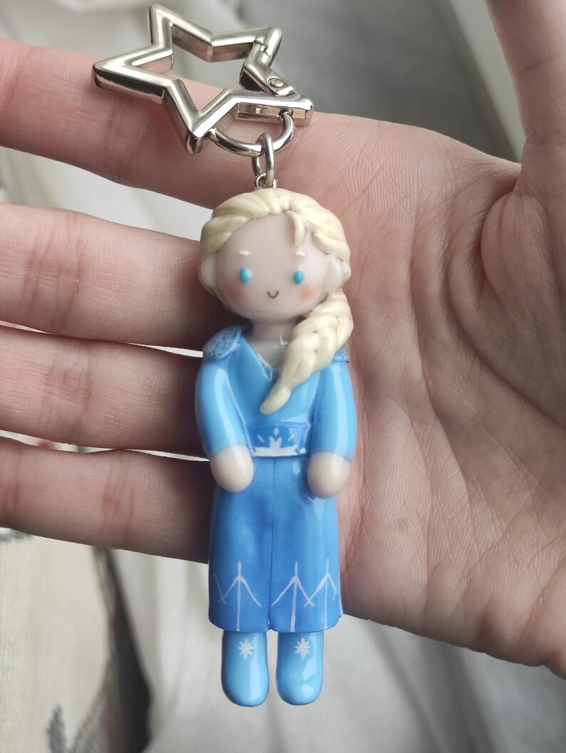 Handmade Frozen Elsa Keychain: Polymer Clay Bag Charm image 8