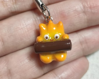 Handmade calcifer Keychain: Ghibli Howl's Moving Castle Bag Charm