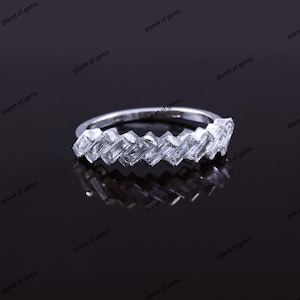 Baguette Diamond Half Eternity Women&#39;s Wedding Band, 14K 18K christmas gift