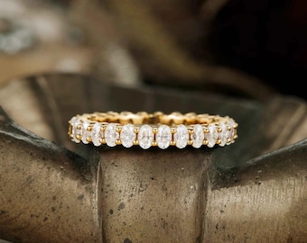 Ovale Moissanite Half Eternity-band, trouwring cadeau voor haar