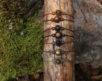 Handgemaakte Micro Macrame Edelsteen Armbanden, Geknoopte Filigraan Hippie Arm Sieraden, Unisex Messing Kraal Beschermende Trinket