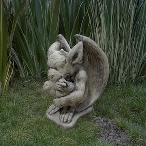 Concrete Gargoyle Statue: Gothic Garden Decor, Stone Guardian