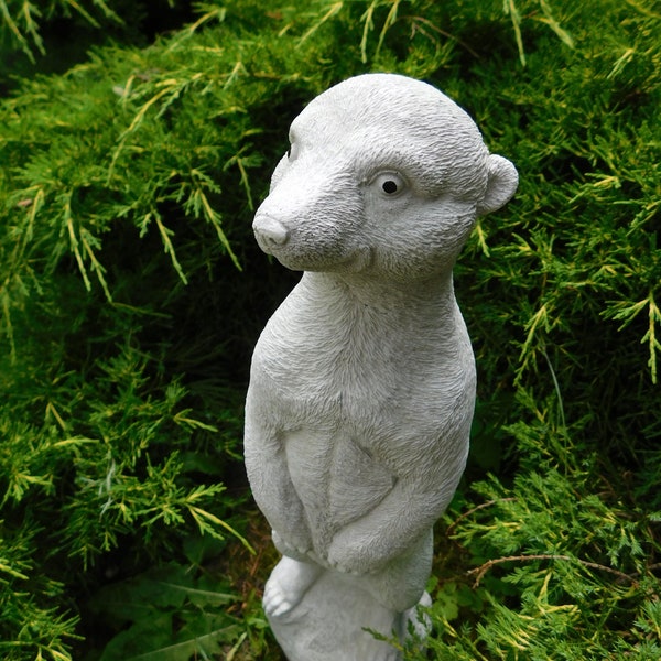 Stone Marmot Statue, Concrete Meerkat Ornament, Woodchuck Sculpture, Marmot Figure, Garden Decor Pet Statue, Gift For Rodent Lover, Yard Art