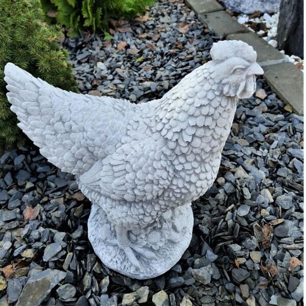 Statue de poule en béton, Figurine de poulet en pierre, Ornement d'oiseau à la maison, Sculpture d'oiseau de ferme, Statuaire d'oiseau extérieur, Figure de poule, Décor de jardin d'oiseau
