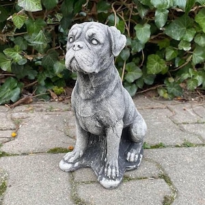 Concrete Boxer Dog Statue: Weatherproof Garden Decor