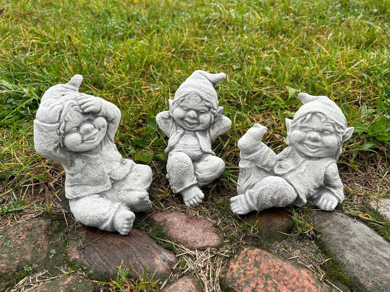 Concrete Gnome Family: Funny Dwarfs Set, Garden Elves Decor - Etsy