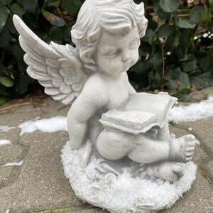 Stone Angel Statue: Reading Cherub, Outdoor Decor (8.7 in) image 2
