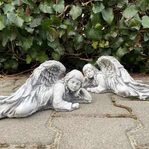 Concrete Baby Angel Statues (Set of 2): Memorial Garden Decor