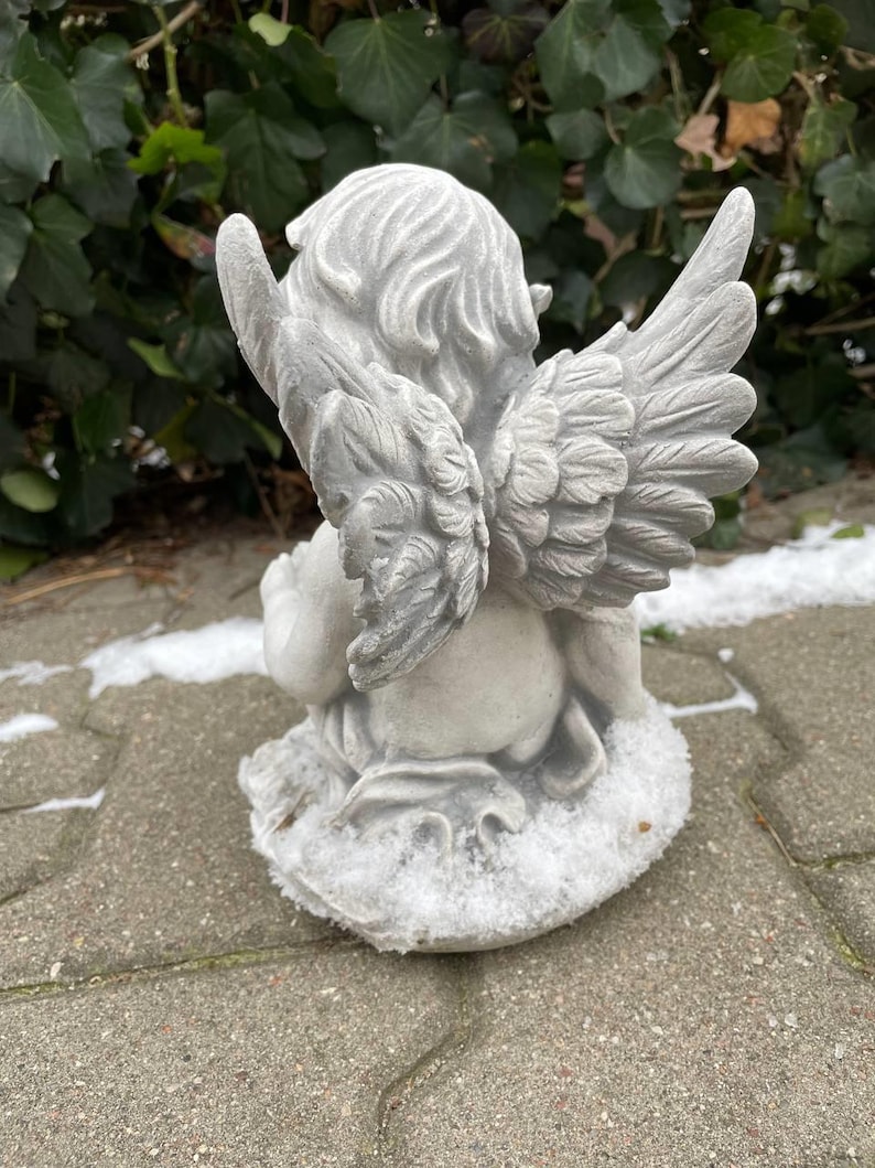 Stone Angel Statue: Reading Cherub, Outdoor Decor (8.7 in) image 4