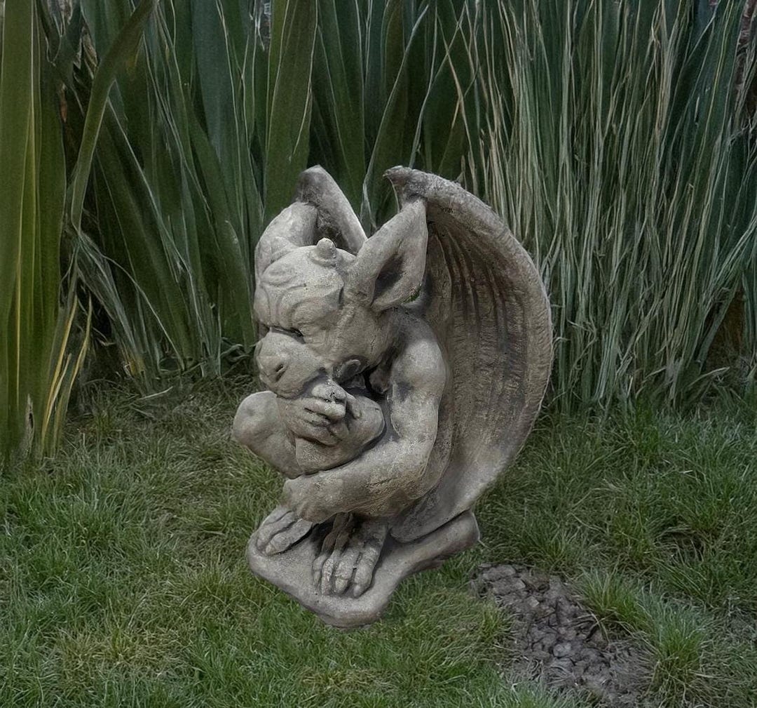 Concrete Gargoyle Statue: Gothic Garden Decor, Stone Guardian - Etsy