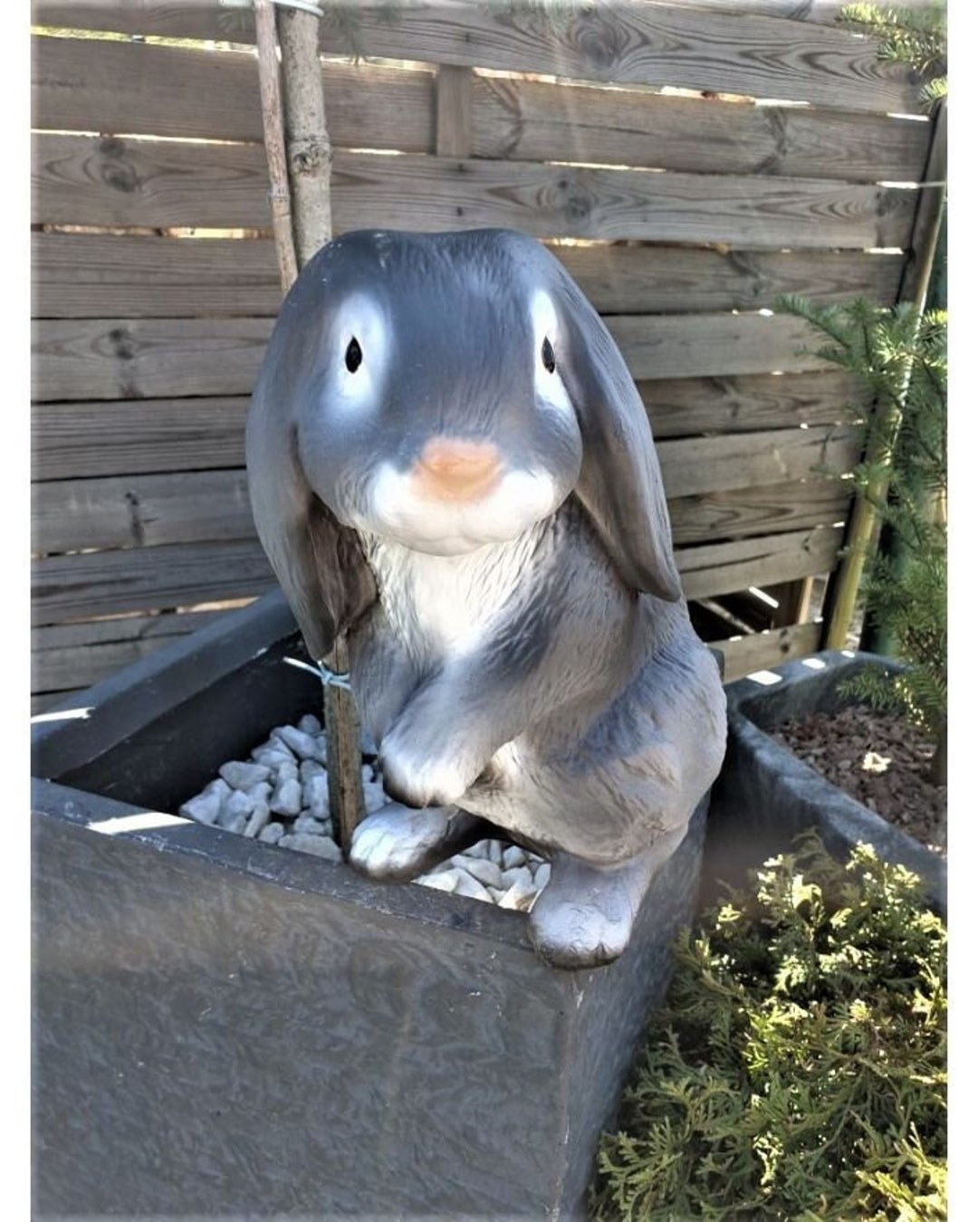 Delightful Gray Rabbit Resin Statue, Bunny Sculpture, Hare Ornament ...