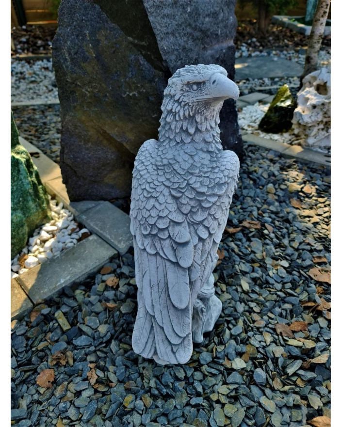 Concrete Eagle Statue, Stone Falcon Figurine, Hawk Ornament, Wild Bird