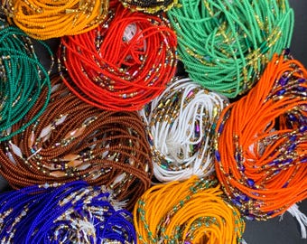 Handmade Czech Seed Bead Waist Beads: 50 Inch Strand