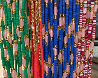 Vinyl waist beads. Wholesale vinyl waist beads. Waist beads from Africa. Free Shipping