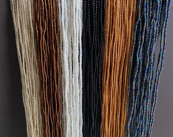 Handmade Ghana Waist Beads: Earth Tone Seed Beads, 50 Inch