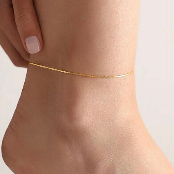 Minimalist Anklet for Women, Snake Chain Anklet,925K Sterling silver, Summer Jewellery, Anklet for Beach, Rope Anklet, Holiday Gift for Her