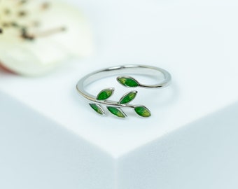 Olive Branch Ring for Women, Peace Ring, 925 Sterling Silver Handmade Summer Jewelry,  Birthday Gift for Teachers, Best Friend Gift