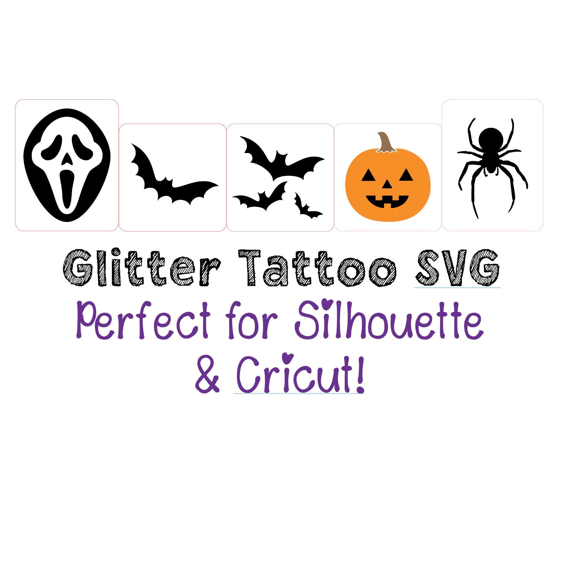 Halloween Glitter Tattoo Stencil SVG File for Cutting Machines