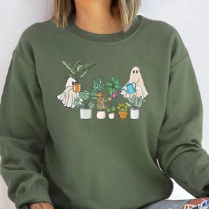 Cute Ghost Sweatshirt, Plant Lady Sweatshirt, Halloween Mom Sweater, Ghost Sweater, Plant Lover Gift, Funny Halloween, Fall Sweater