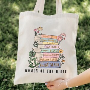 Christian Tote Bag, Gift for Christian Women, Sunday School Bag for Bible and Books, Christian Tote Bags, Bible Verse Bag,Women Of The Bible
