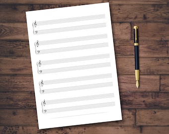 Printable Sheet Music A4, Blank Sheet Music, Staff Paper, PDF Download