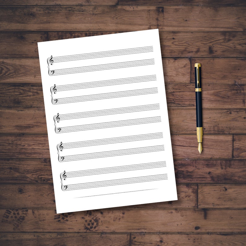 Printable Sheet Music A4, Blank Sheet Music, Staff Paper, PDF Download