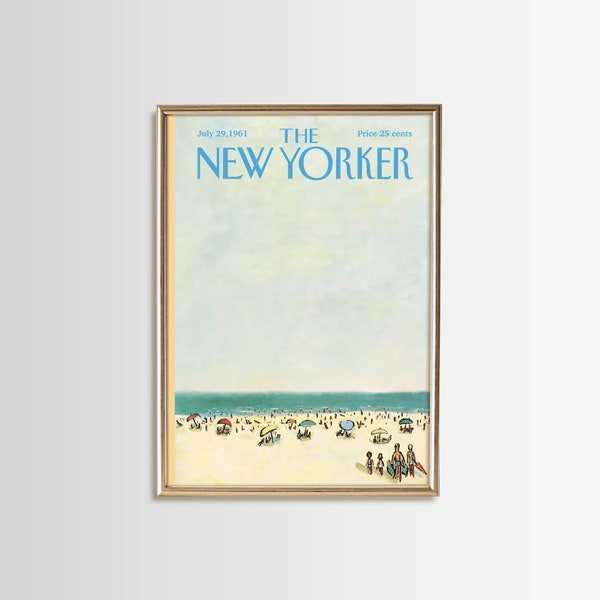 Vintage Beach Oil Painting Wall Art, Nautical Digital Download, New Yorker Print, New Yorker Poster, The New Yorker Magazine Cover | 199