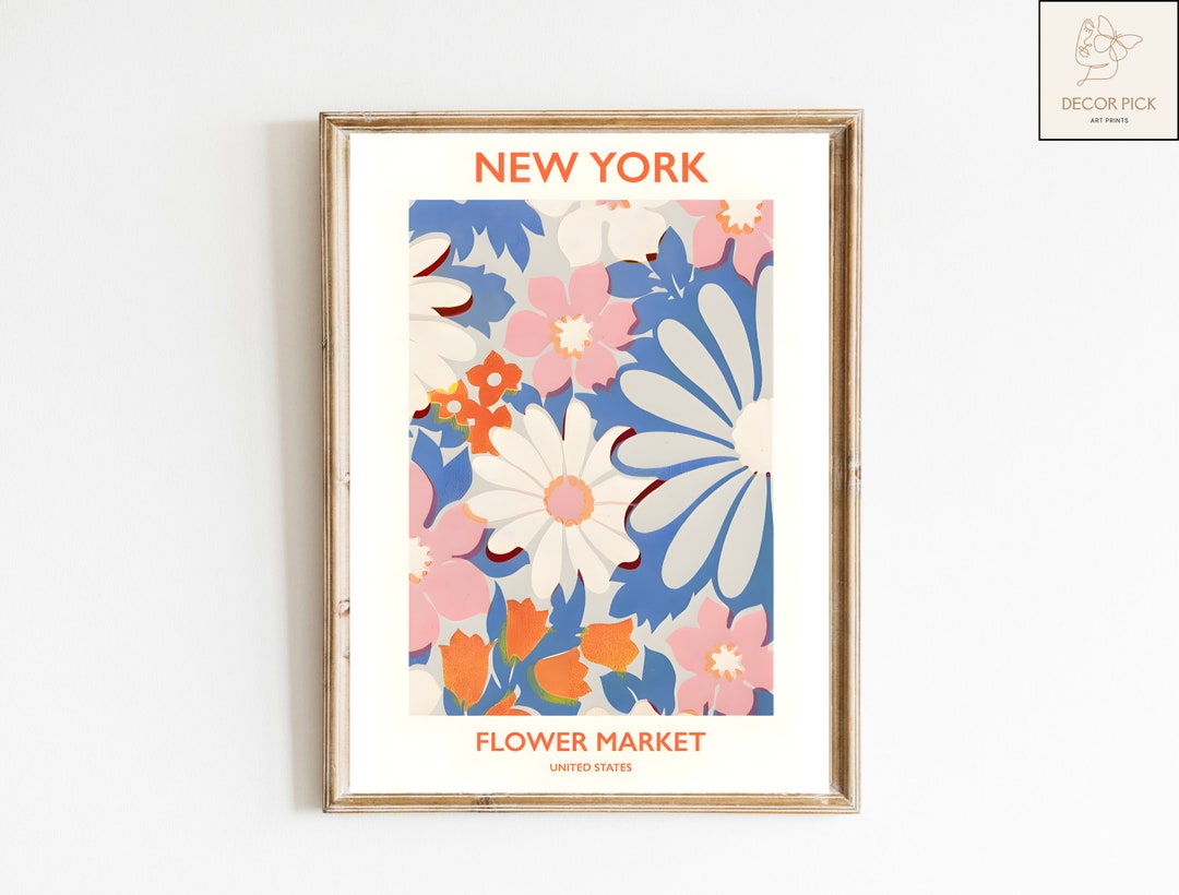 New York State Flower, Vintage NY Flower Market Poster, Retro 1960s