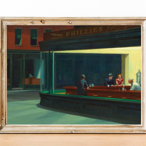 Diner Scene Painting Etsy