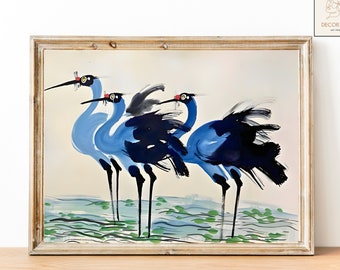 Blue Heron Vintage Print, Coastal Wall Art, Nautical Home Accent, Ocean Inspired, Rustic Beach Cottage, Coastal Chic, Vintage Coastal | 187