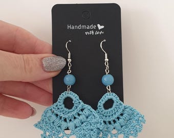 100% Cotton Crochet Earrings: Handmade Boho Statement Jewelry (4.5cm)