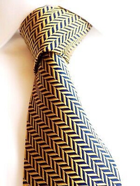 Huntington Gold 100% Silk Tie Designer - image 2