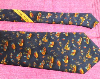 Corbata de seda Salvatore Ferragamo Ducks L 58 pulgadas W 3.8 Diseñador