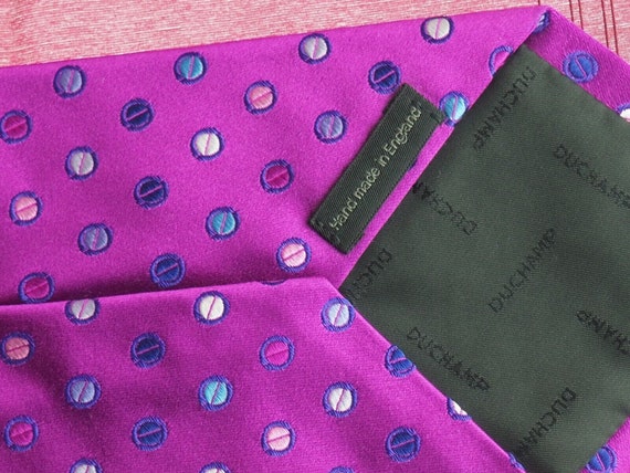 Duchamp Black Label  Purple/Spots Silk Necktie  L… - image 8