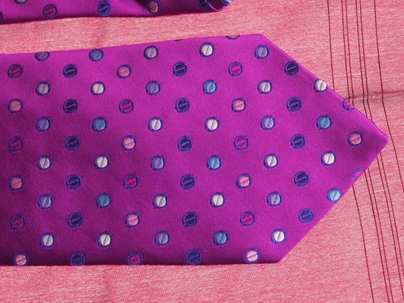 Duchamp Black Label  Purple/Spots Silk Necktie  L… - image 4