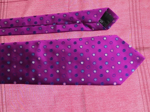 Duchamp Black Label  Purple/Spots Silk Necktie  L… - image 2