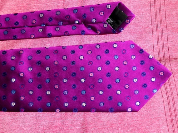 Duchamp Black Label  Purple/Spots Silk Necktie  L… - image 1