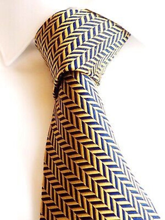 Huntington Gold 100% Silk Tie Designer - image 1