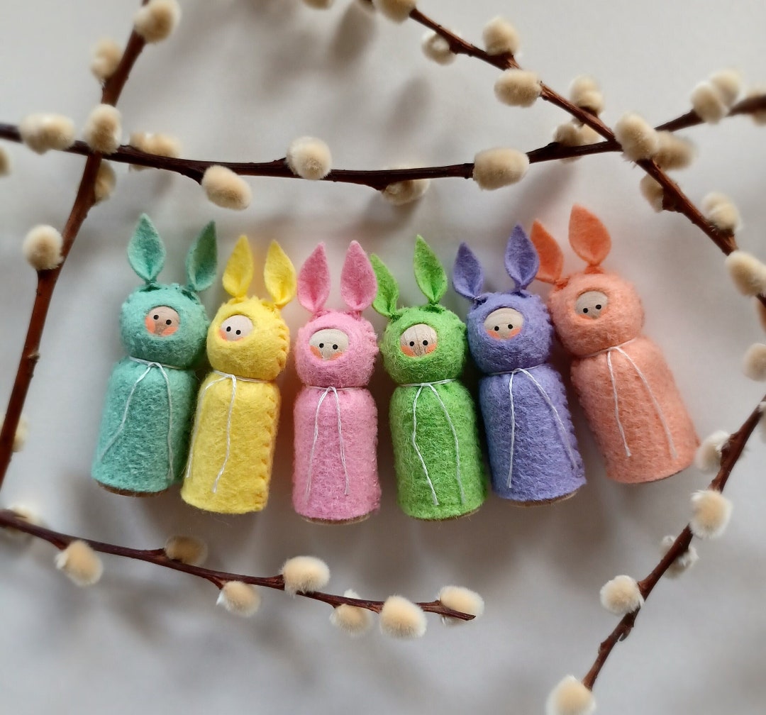 10 stuks onvoltooide houten konijn pop figuur ongeverfde Peg Dolls DIY lege houten Bunny marionet ambachtelijke kunst Pasen decoratie | NL