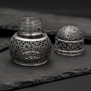Infinite Stars; Seljuks Ink Bottle, Fountain Pen Ink Bottle, Calligraphy, Sterling silver,calligraphy dip pen, Bujo, seljuk ink, ink miser