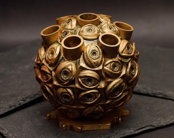 Gothic Evil Eye Pen Holder: Antiqued Resin Desk Organizer