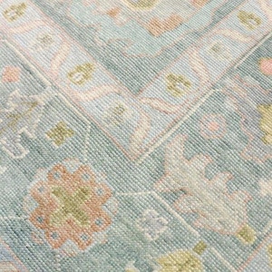 Hand-Knotted Oushak Wool Rug: Grey Vintage Style Area Rug