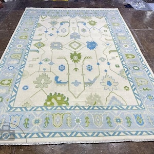 10X14 Beige, Blue, Green Oushak rug muted multi size 8x10/9x12/10x14 Hand-knotted Vintage Oushak Wool Area Rug for Living Room, Dining room.