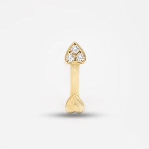 Arrow Hearth Tragus Piercing,Gift For her,Dainty Tragus Stud,Gift For Woman,screw back earring,Solid 14k Gold Tragus,Dainty Stud Earrings