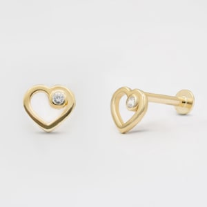 Hearth Tragus Earring,Gift For her,Dainty Minimal Tragus Earring,Gift For Woman,Birthday gift,Valentine's Day Gift,Dainty Stud Earrings