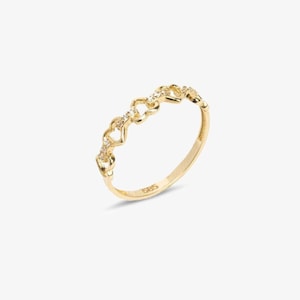 Handgefertigter 14K Gold Herz-Ring: Minimalistisches Stapelband