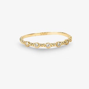 Anello con pietra a spirale in oro 14k: anello impilabile minimalista